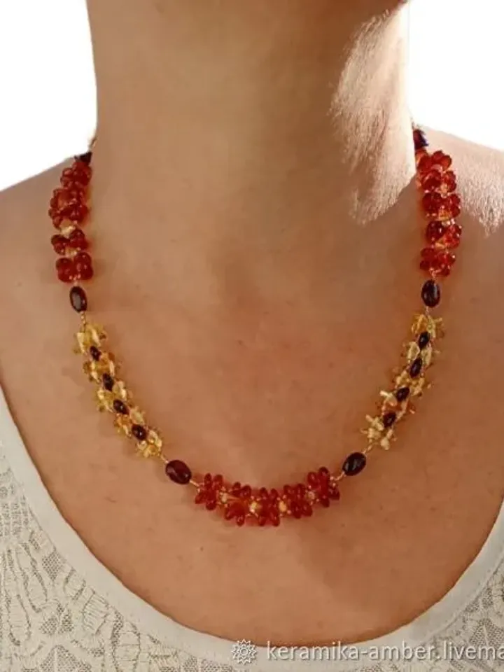 Baltic amber necklace Natural amber jewelry handmade Bright colorful multicolor Holiday beaded gemstone necklace jewelry
