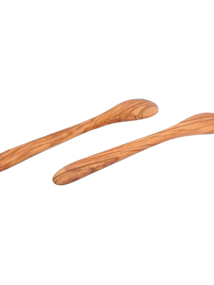 Olive Wood Tasting Spoon (set of two) 25 cm / 9.84" - Handmade Cooking Utensils - AKwood Wooden Stirring Spoon - Made in Albania