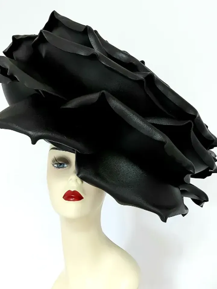 Black rose hat Giant gothic rose headdress Statement headpiece Steampunk Halloween outfit night club, theatrical performances, fashion shows