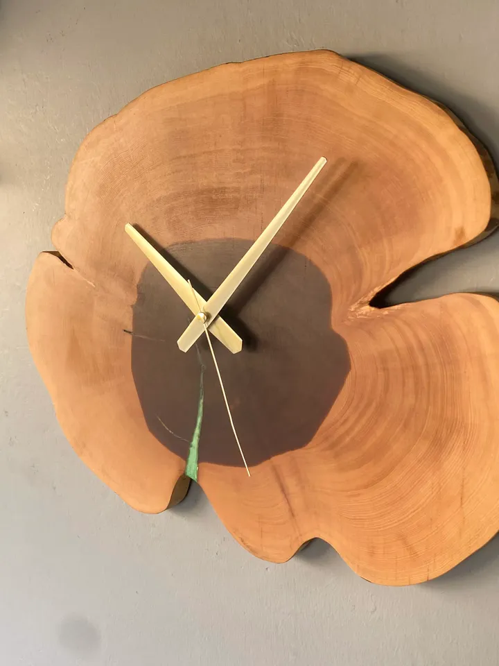 Juniper Wood Wall Clock 17", Clocks for Wall, Custom Clock, Farmhouse Wall Clock, Handmade Wall Clock