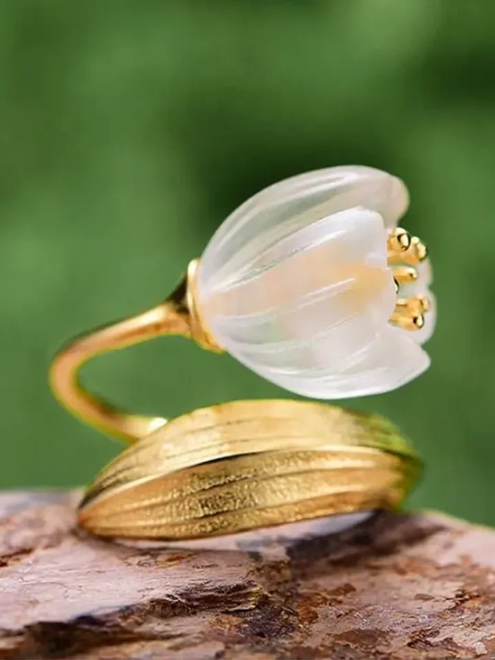 Lotus Flower Ring, Gold Flower Ring