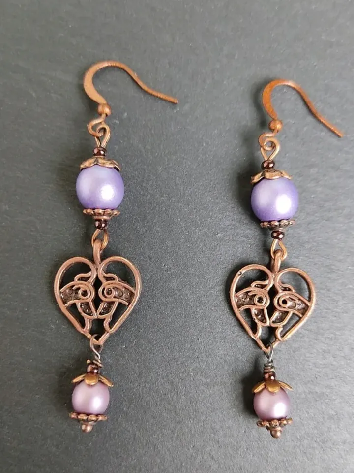 Art Nouveau earrings with birds in boho dangle earrings drop earrings chic style