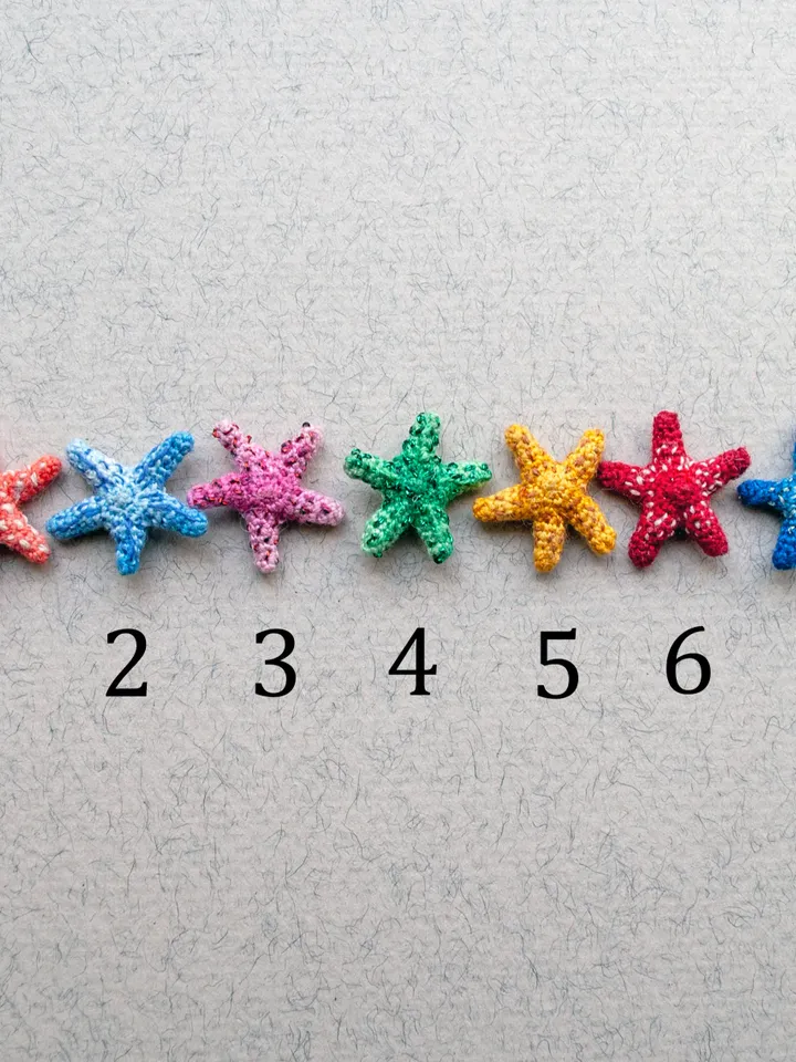 Miniature colorful STARFISH, Tiny crochet sea animals, Micro Starfish amigurumi, Nautical decor for dollhouse or diorama