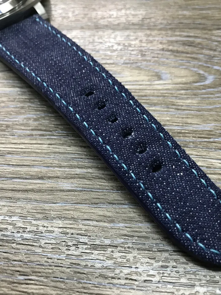 leather watch strap, Denim watch band, Denim watch strap, 26mm Blue watch band for men, 26mm watch strap, 24mm strap, watch band