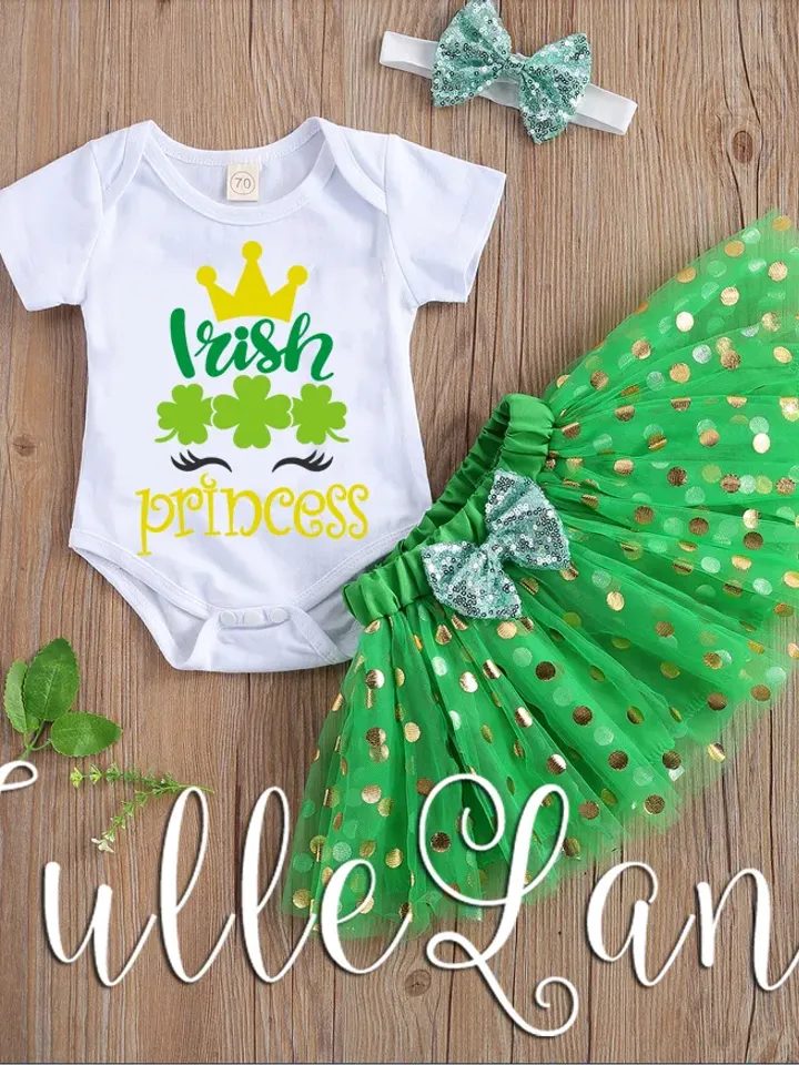 St Patricks Day Irish Princess Lucky Green shamrock Irish Clover digital design Cricut svg dxf eps png ipg pdf cut file