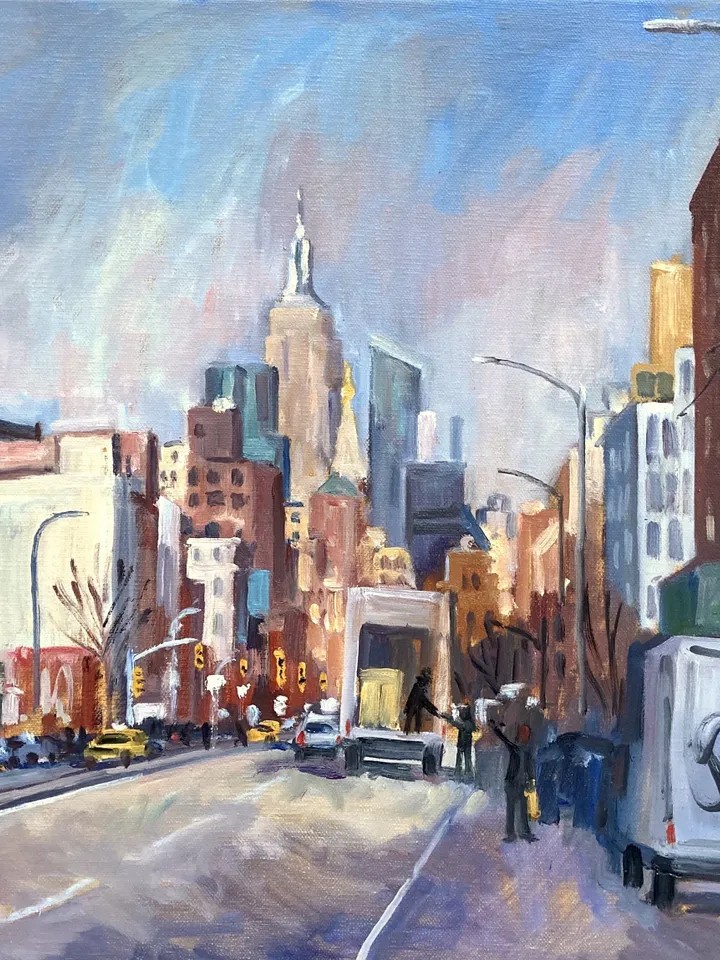Original New York Cityscape Painting - Winter Light/The Bowery/NYC- 16x20 Oil on Linen, Urban Impressionist Landscape, Signed Original