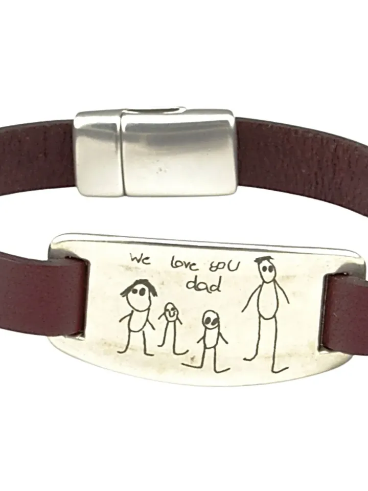 Children Artwork Bracelet, Actual Kids Handwriting Jewelry, Gifts for Mom & Dad Kids Drawing, Custom Handwritten Signature, Memorial Jewelry