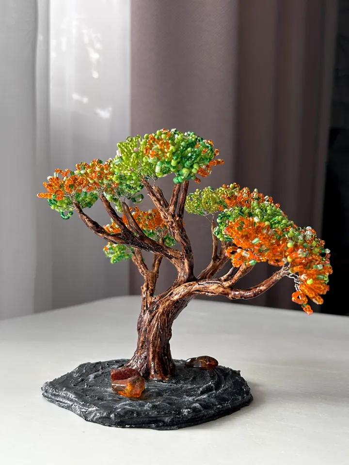 Handmade artificial bonsai with amber