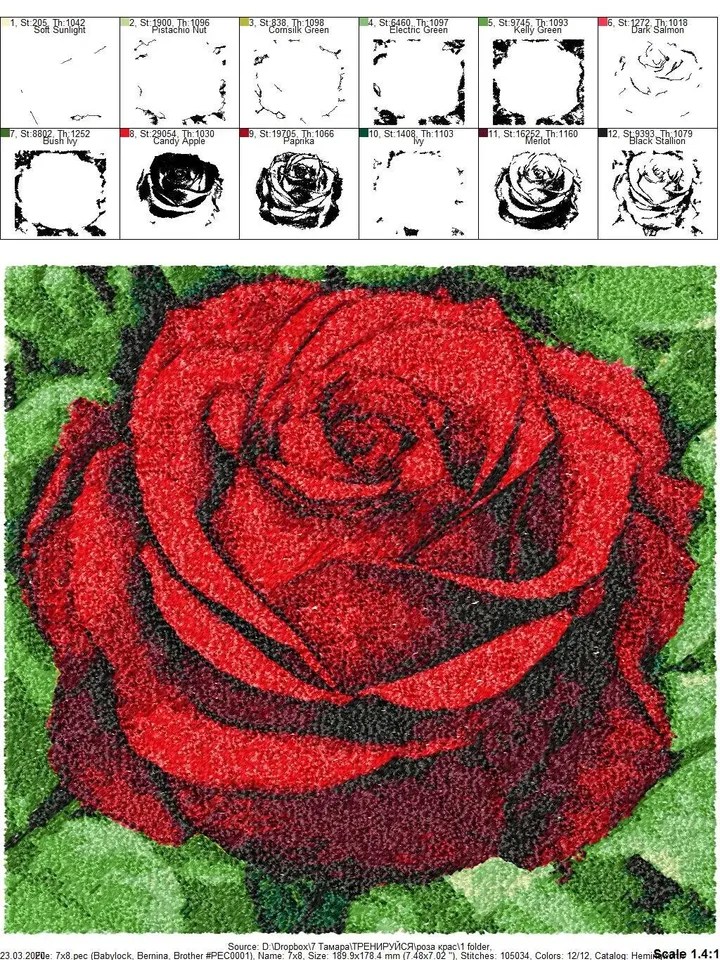 Rose embroidery designs Photo stitch flower Embroidery file