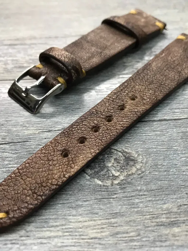 Mens Watch Band Leather, Brown Leather Watch Band Engraved, Watch Strap 20mm, Handmade Leather Watch Band, Valentines Day Gift for Husband