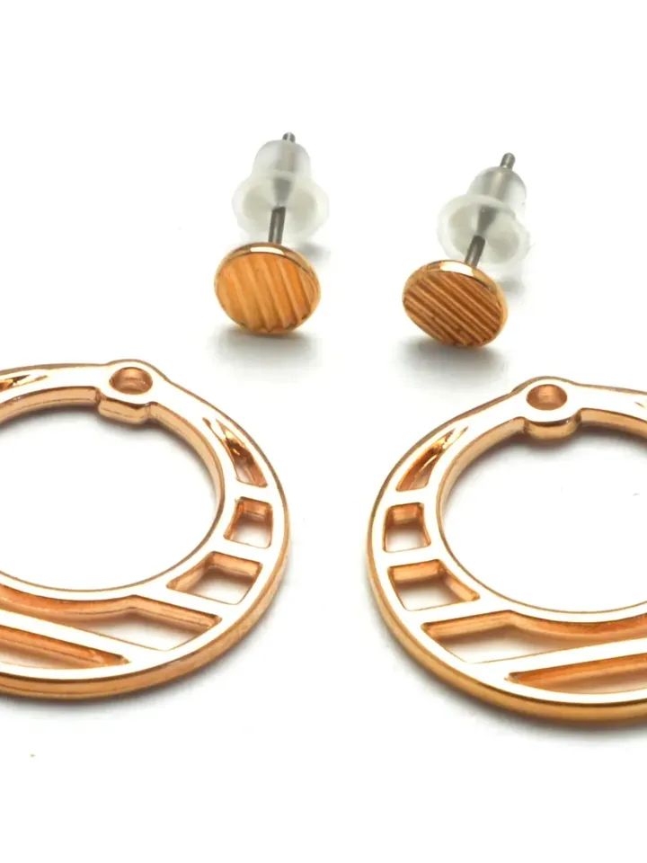 Rose Gold Minimal Jacket Earrings, Geometric Everyday Stud Earrings, Abstract Dainty Front & Back Earrings, Minimal Coin Studs Gifts for Her