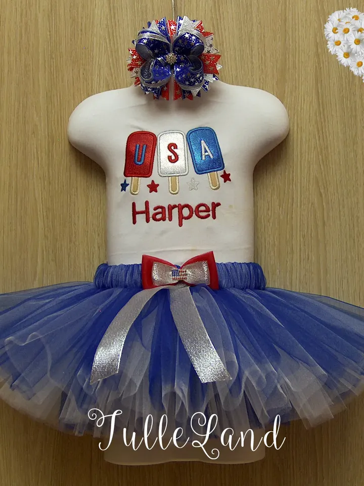 4th of July Popsicle with star USA Applique Machine embroidery design