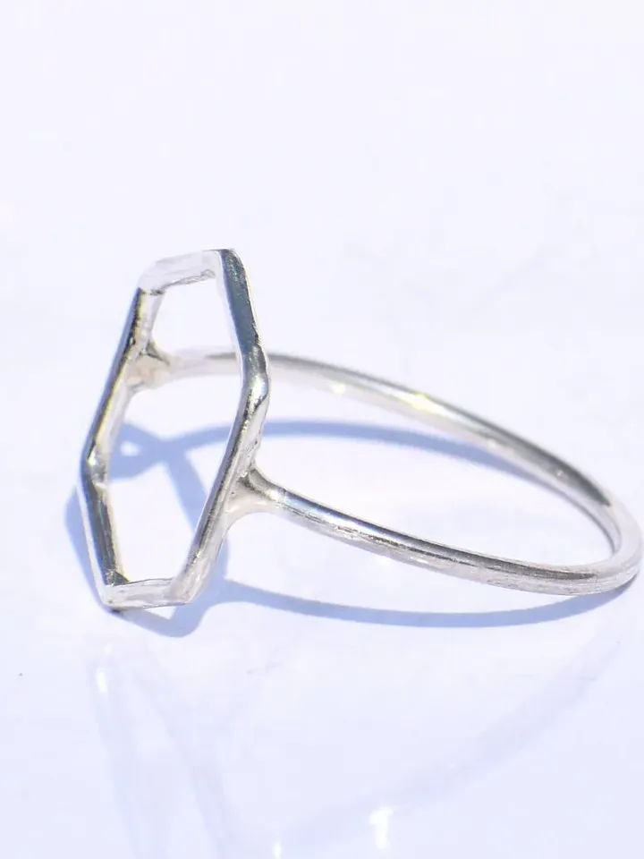 Silver Geometric Ring, Silver Hollow Ring, Handmade Ring, 925 Silver Ring, Chunky Ring, Midi Ring, Stacking Ring, Promise Ring, Gift For Her