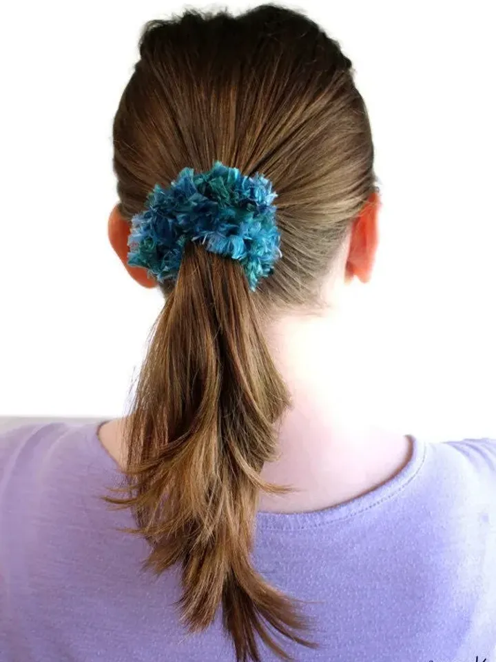 Crochet Yarn Scrunchie, Feathery Top Knot Scrunchy, Bridesmaid Proposal, Hair Ribbons and Accessories, Mother's Day Gift for Her, Super Soft