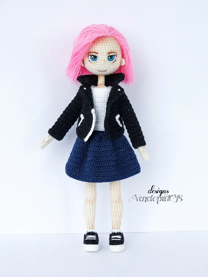 Crochet Doll with clothes Pattern, crochet doll in removable clothes, crochet doll tutorial pdf