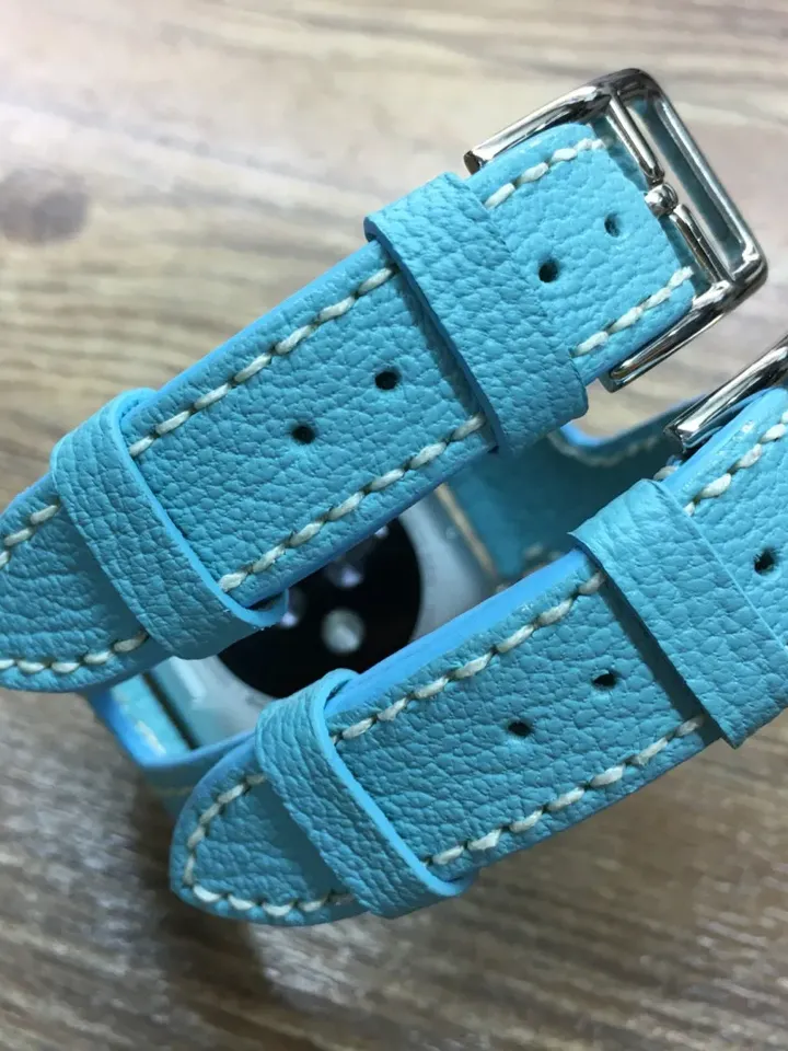 Birthday Gift Idea for wife, Turquoise Leather Apple Watch Band 41mm Series 7, Smart Watch Band, iWatch Series 6 40mm, Apple Watch Strap
