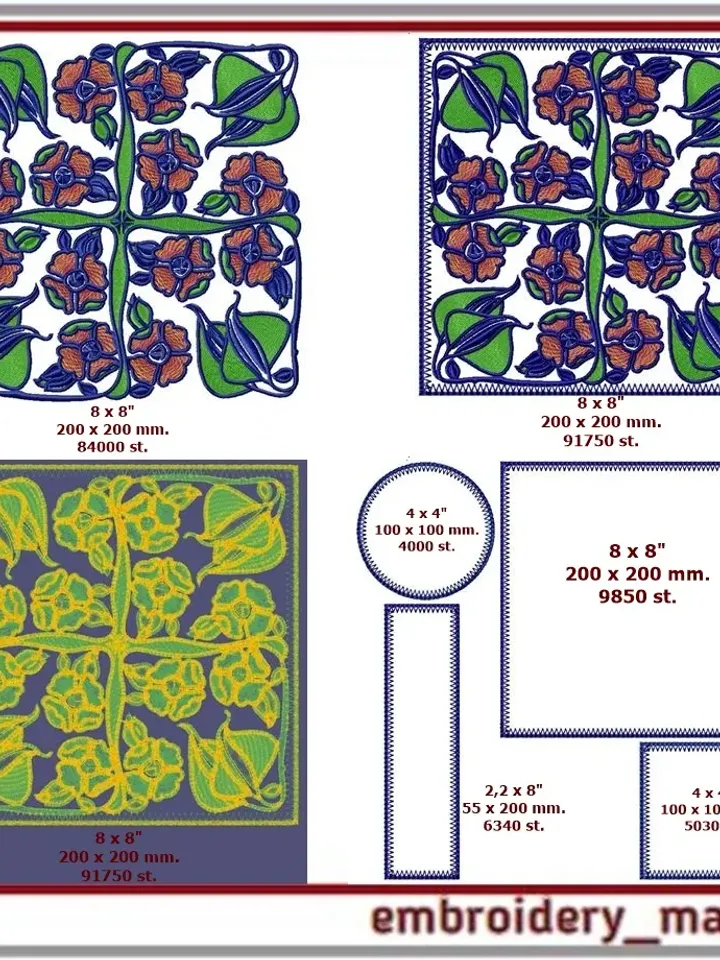 Set of 22 plant machine embroidery designs In the hoop project