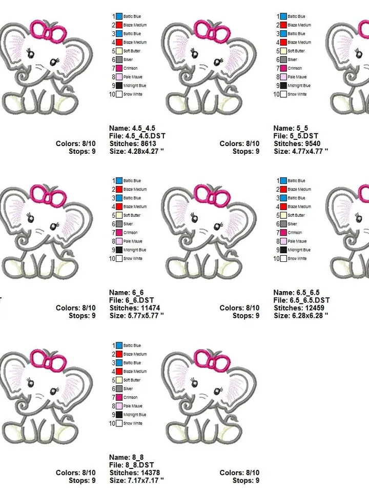 Baby Elephant for Girls Nursery Elephant Elephant Party Design Applique for Machine Embroidery