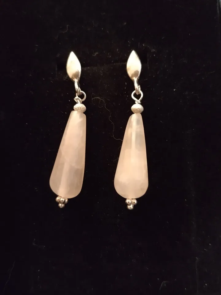 Pink quartz silver sterling earrings earrings