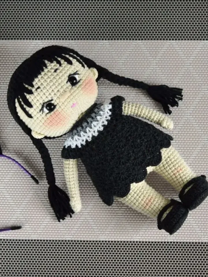 Wednesday doll,  witch doll pattern, pattern of a Wednesday Addams