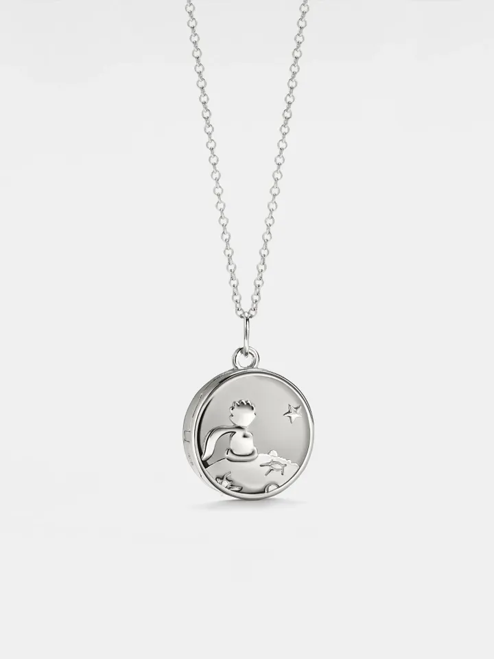 PERIMADE Little Prince Locket Necklace • Waterproof Picture Photo Locket Charm • Sterling Silver Keepsake Jewelry • Trendy Best Friend Gift