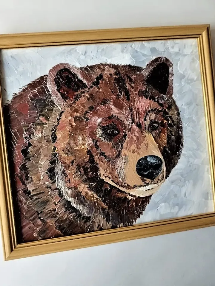 Brown bear painting acrylic Animal artwork