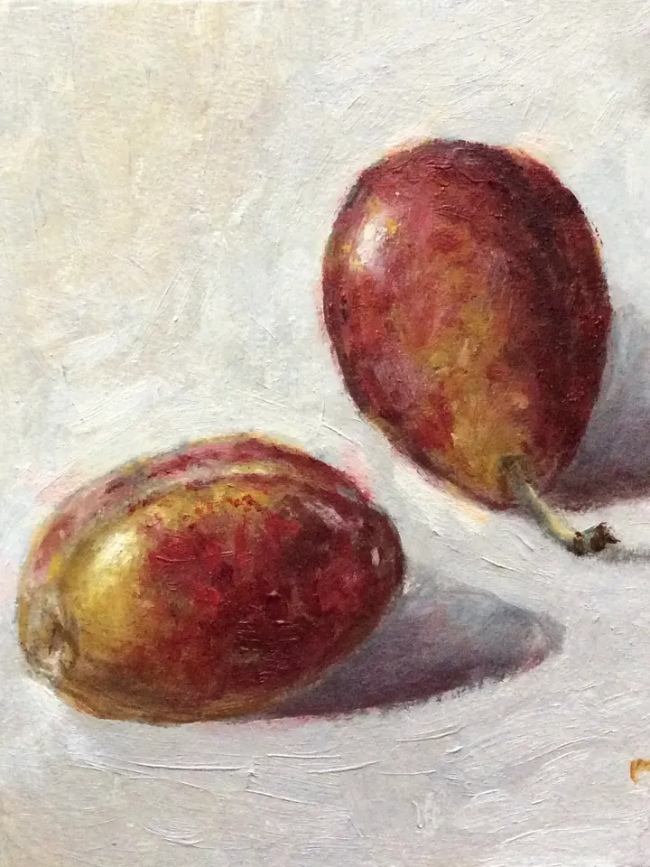 "Plums" oil small painting fruit stilllife original wall art picture artwork