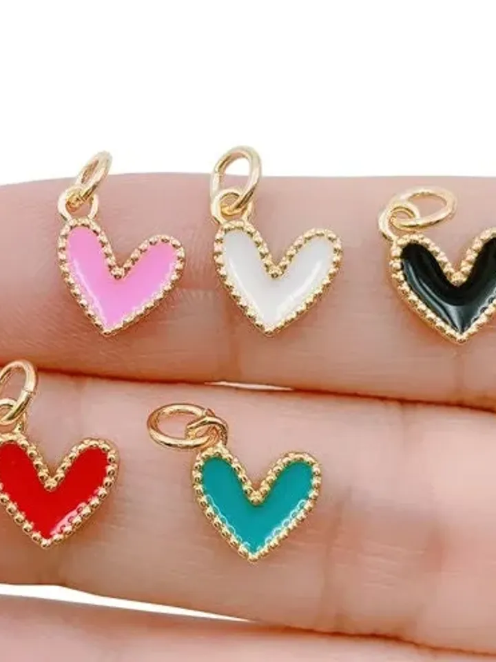 Heart Charms, Enamel Heart Charms, Enamel Jewelry, Cute Charms, 925 Sterling Silver Charms, Heart Pendant, Enamel Heart, Jump Ring Charm
