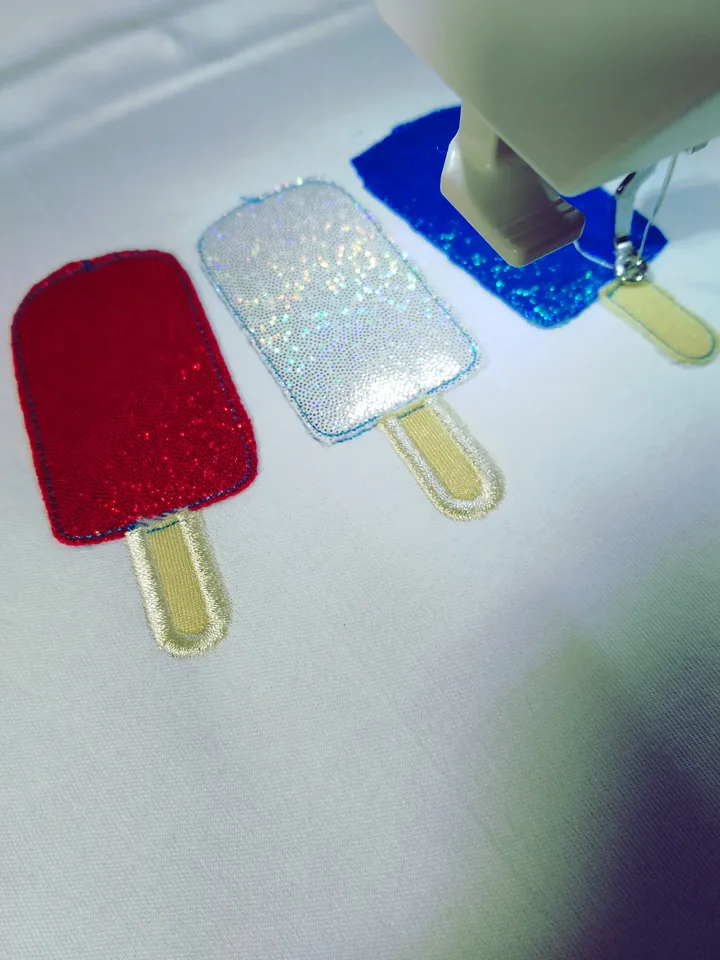 4th of July Popsicle with star USA Applique Machine embroidery design