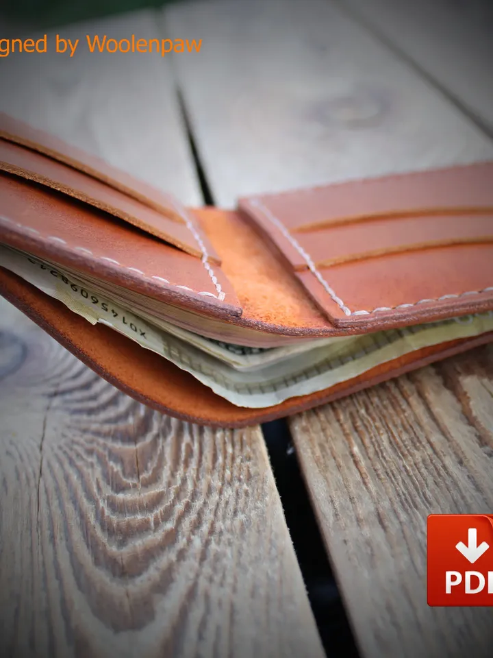 PDF leather template to make a Bi-fold wallet. BF4