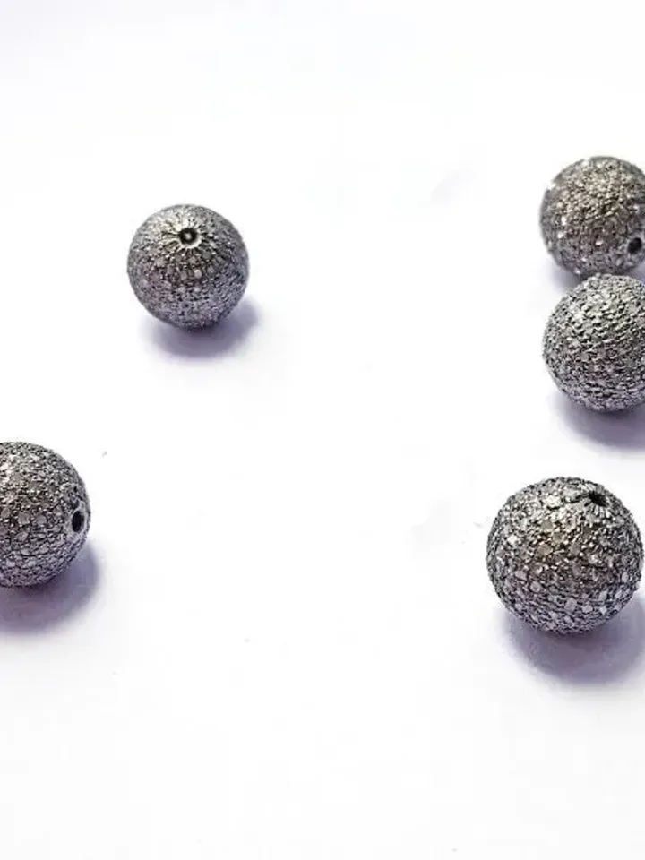 Pave Diamond Beads, Pave Beads, 4/6/8/10/12/14/16MM Round Ball Beads, Sterling Silver Beads, Jewelry Beads, Spacer Beads, Connector Beads