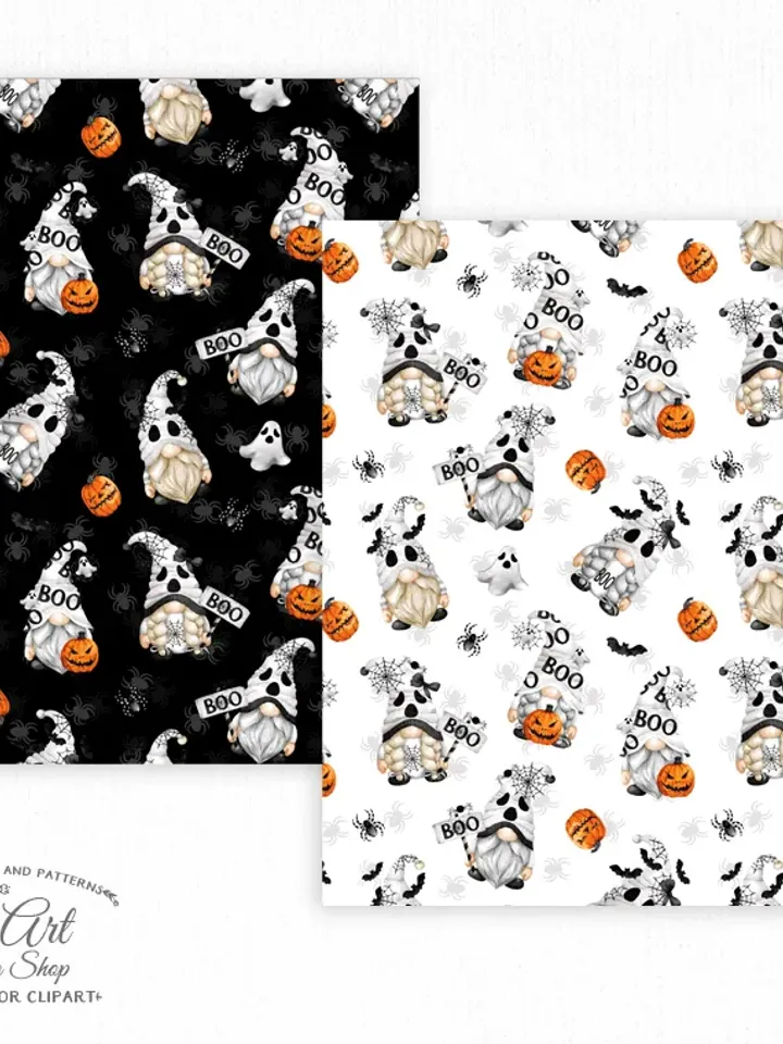 Download Seamless patterns. Ghost gnome. Halloween. Happy holidays. Download Seamless Patterns. OliArtStudioShop