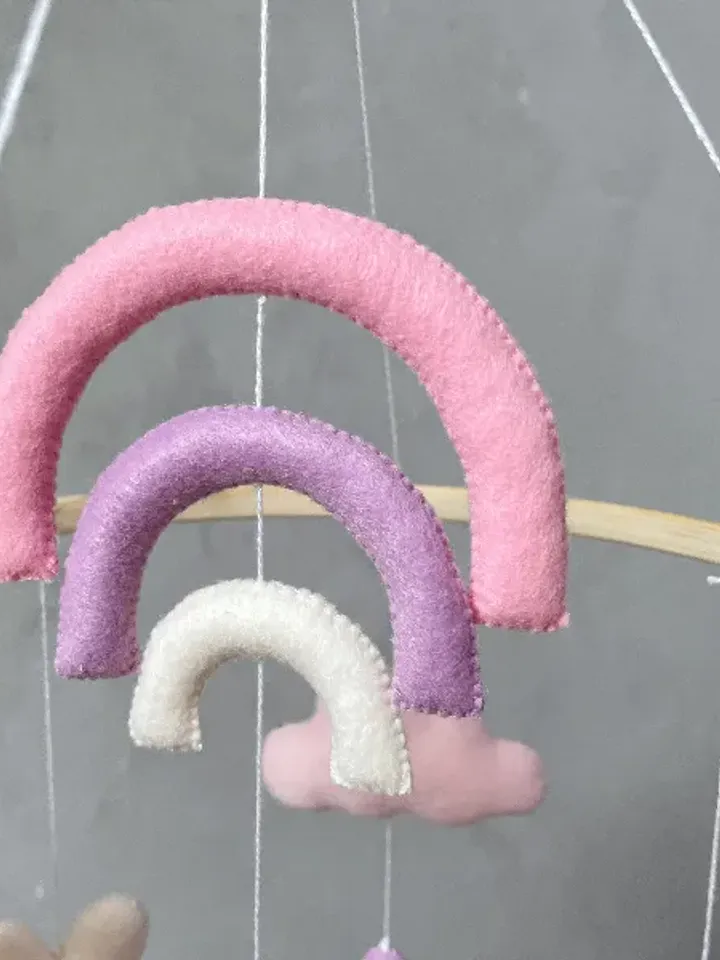 Pink unicorn baby girl crib mobile. Rainbow baby mobile girl. Rainbow unicorn nursery decor girl