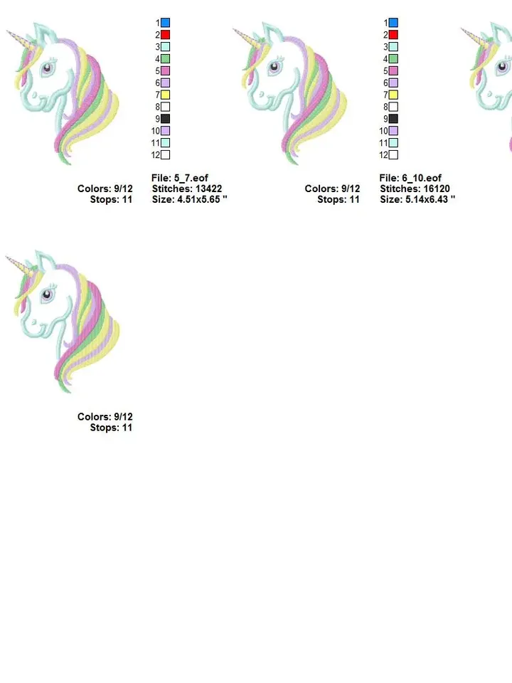 Unicorn Head for girl rainbow shirt Design Applique for Machine Embroidery