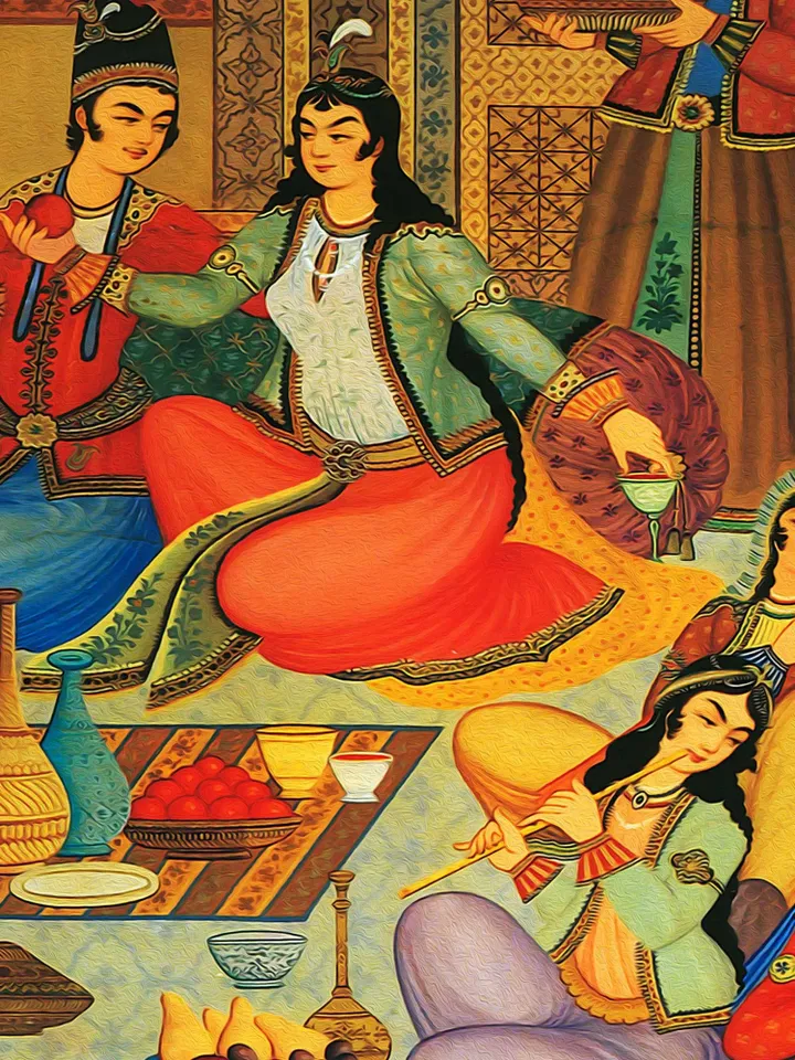Bazm o Raghs - Antique Persian Miniature Wall Art | Iranian Wall Art | Traditional Persian Gift | Persian Art