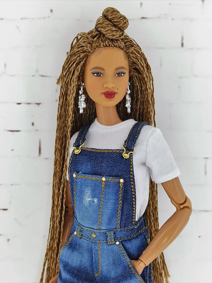 Dark Blue Denim Overalls for Barbie Doll and other dolls of a similar format (Fashion Royalty, Poppy Parker and others)