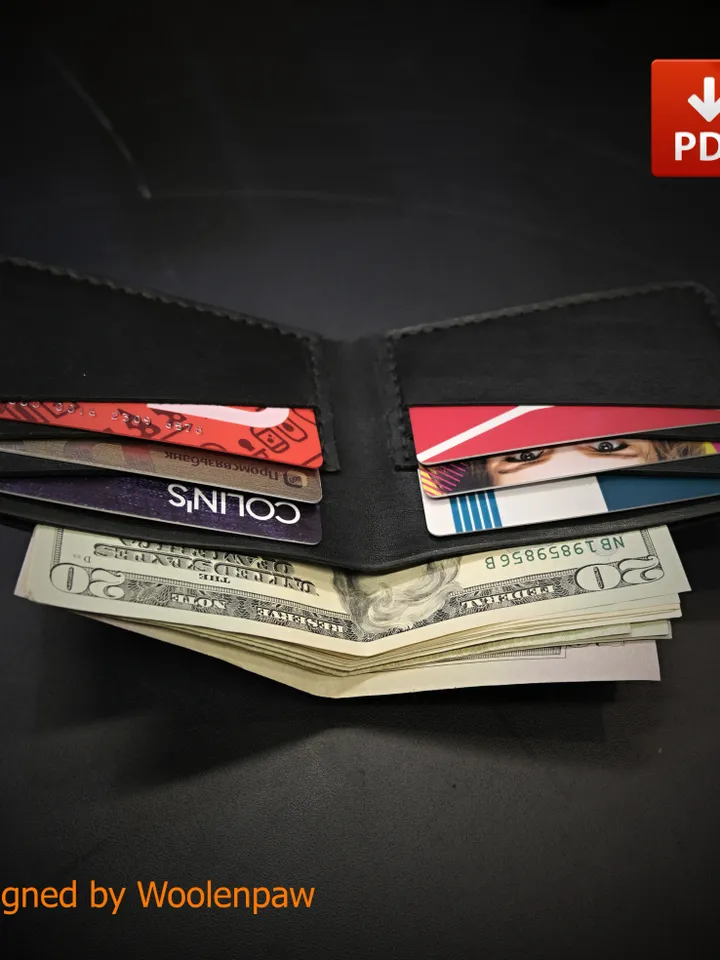 BF2 Leather pattern to make a Bifold wallet