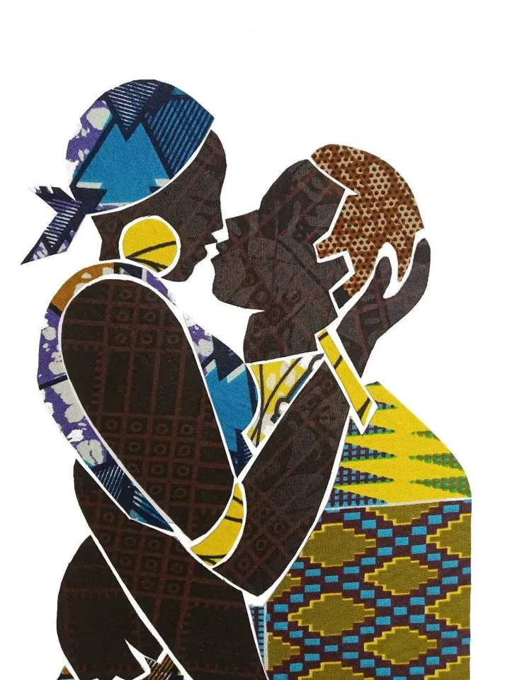My Love 4 / Kiss / Original Fabric Collage