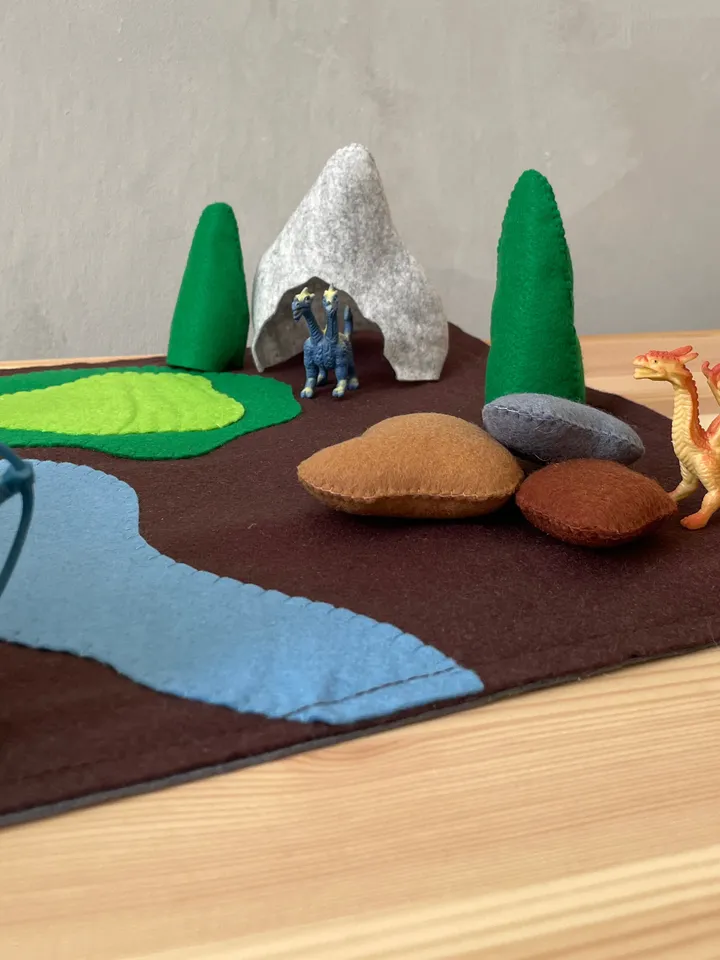 Felt play mat, Vikings and dragons felt playscape, Small world play, Play mat for kids, Travel play mat, Felt play scene