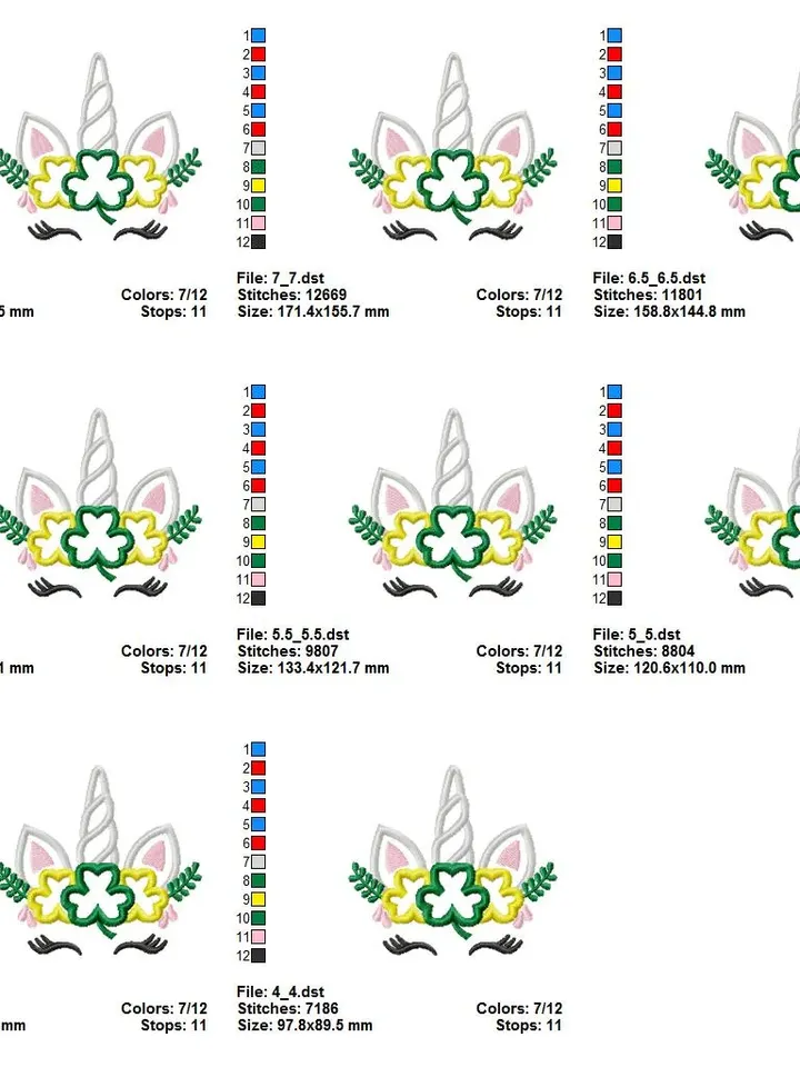 Cute Unicorn with clover Saint Patrick's Day Design Applique for Machine Embroidery