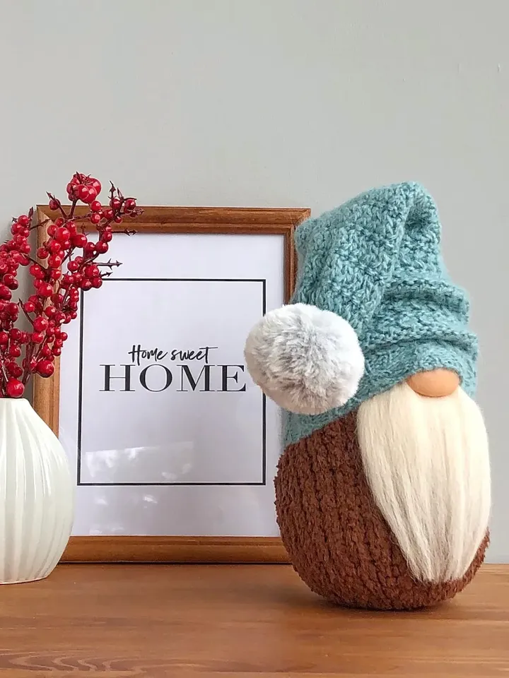 Swedish gnome with blue hat, Hygge decor for home, Winter gnome decor