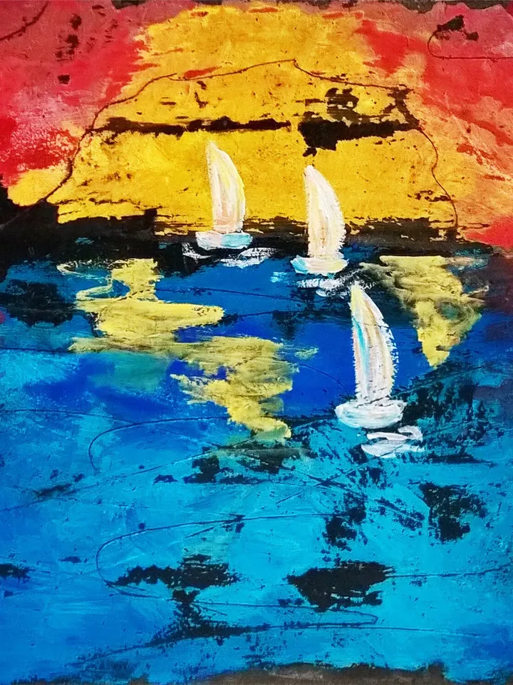 Ukrainian art Painting of sailing ships at sunset Ukrainian artist Ukraine shops Ukraine sellers Digital file Ukraine Stay with Ukraine