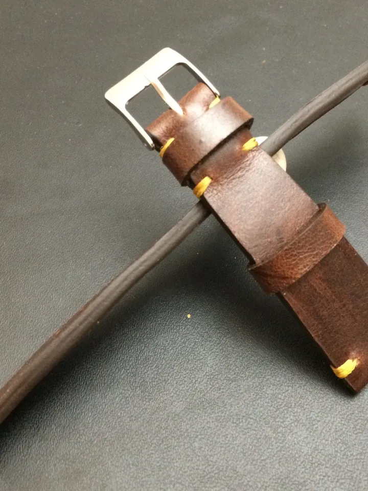 Leather watch band, Brown watch band, Leather watch strap, Vintage watch band for 19mm, 20mm lug, Brandy Brown, 16mm buckle, FREE SHIPPING