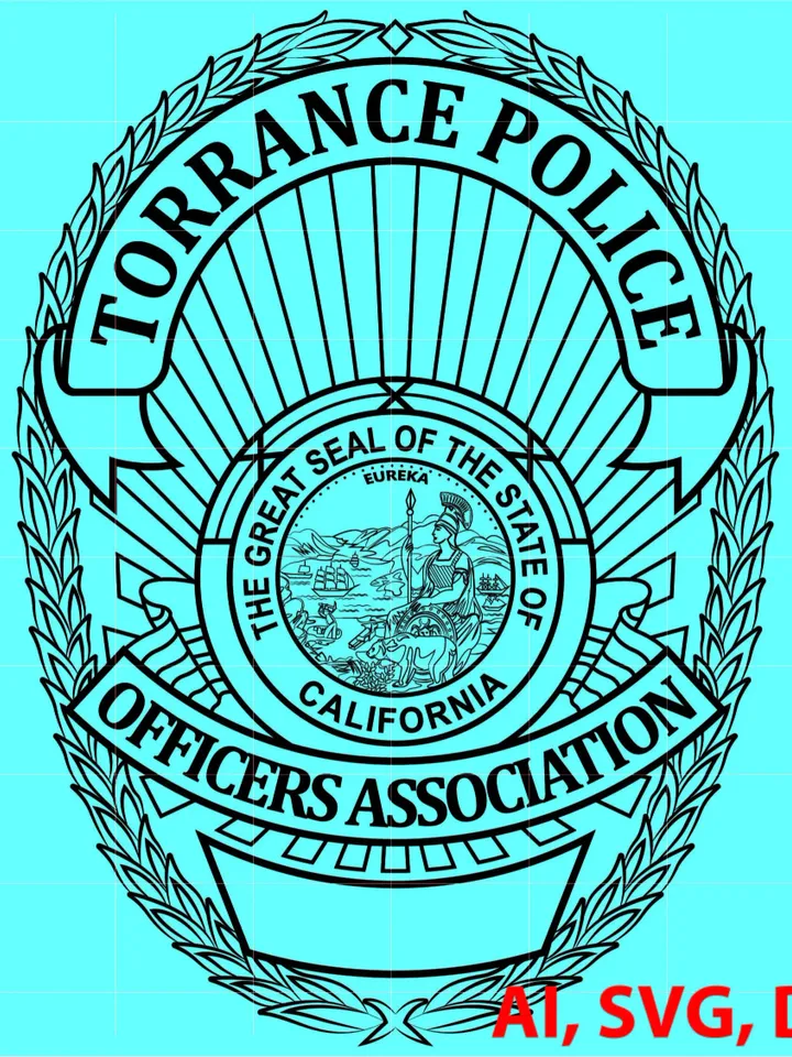 State of California Torrance Police Officers Association Badge, Logo, Seal, Custom, Ai, Vector, SVG, DXF, PNG, Digital