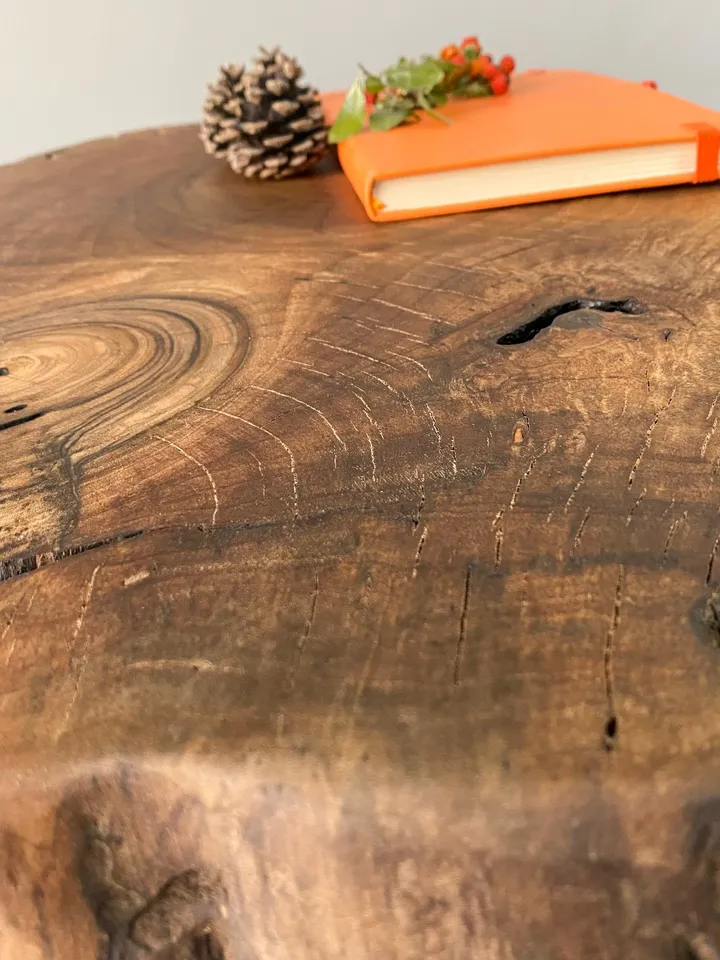 Walnut Wood Coffee Table, 28" Live Edge Coffee Table, Farmhouse Coffee Table, Mid Century Modern Coffee Table