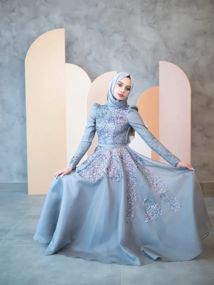 AHUNARE HIJAB - Wedding Dress, Muslim Evening Gown, Nikah, Islamic Wedding, Engagement, Bridesmaid,