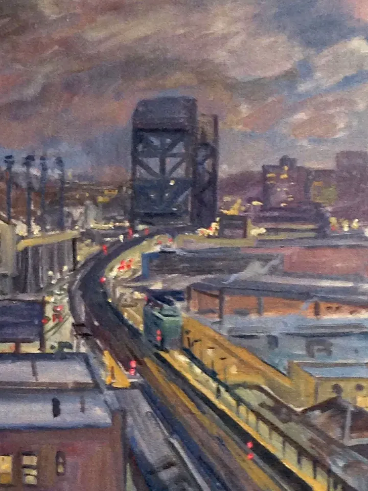 Large Original New York Cityscape Painting -Snowy Rooftops/NYC- 22x30 Oil on Canvas, Winter Impressionist Night Scene, Signed Landscape
