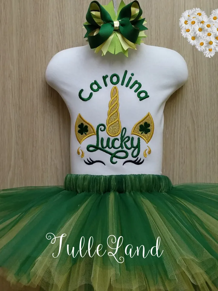 St. Patrick's Day Unicorn Green Irish Unicorn Shamrock Green Clover Lucky Unicorn Applique Design for Machine Embroidery