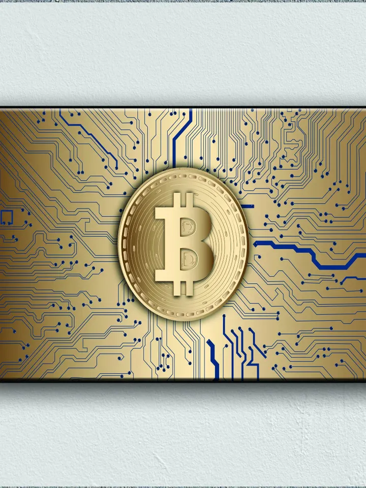 Bitcoin Symbol Print on Canvas , Floating Frame Option, Modern Wall Art, Extra Large Canvas Wall Art