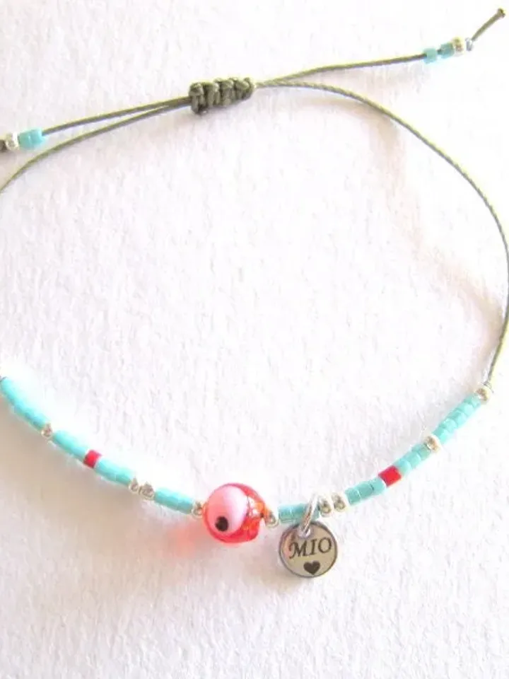 Miyuki bracelet and gift Card/Dainty & Beaded Tiny beads/Miyuki bracelet, friendship bracelet with evil eye , Miyuki bracelets, gift
